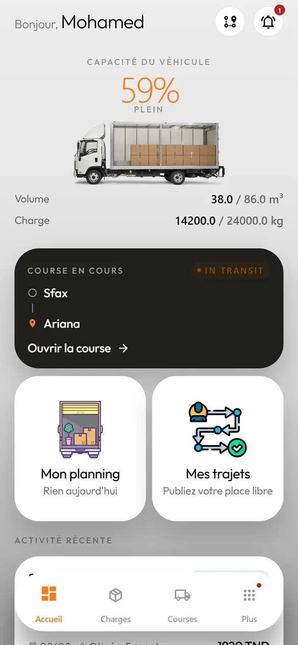 Driver app home