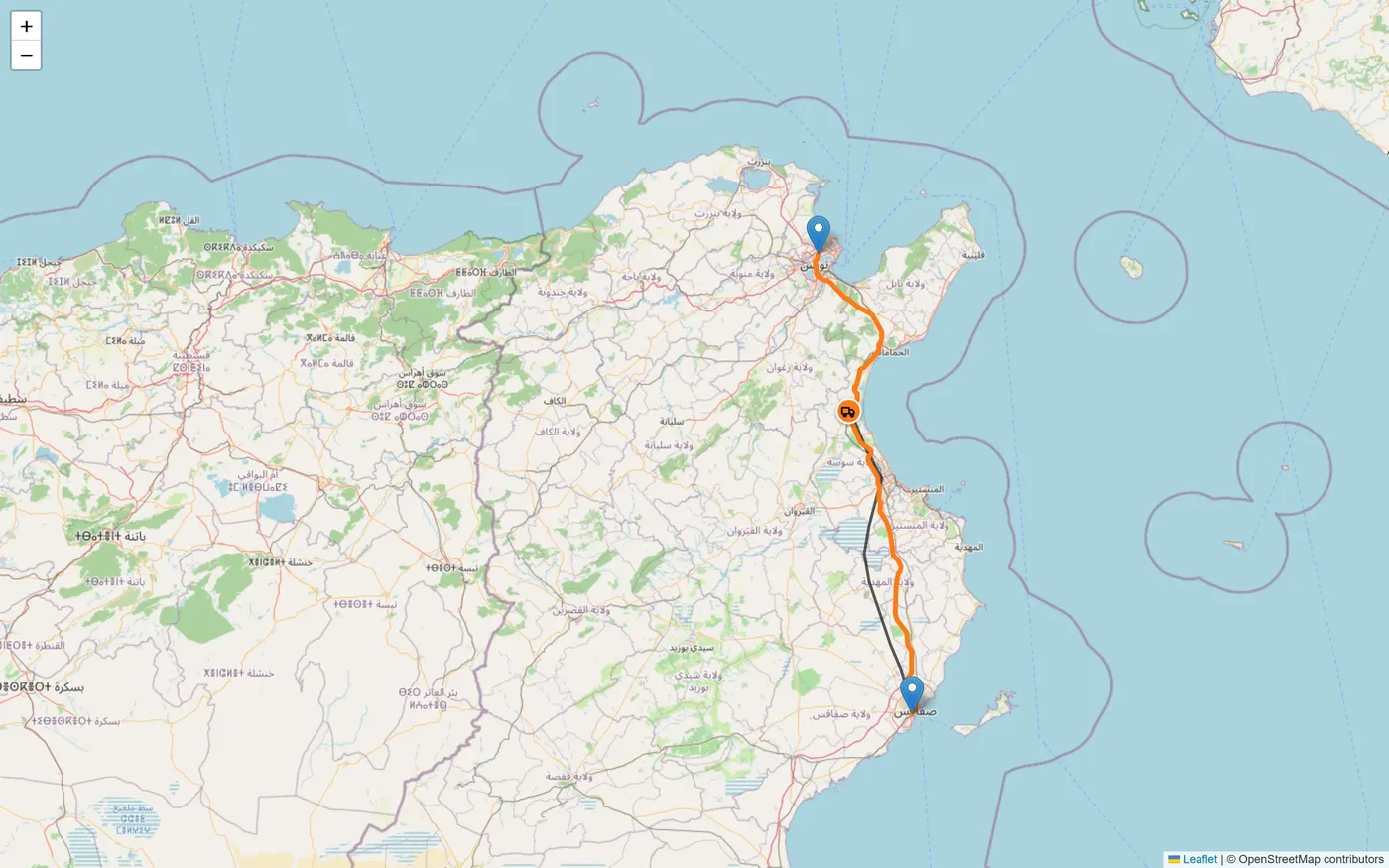 Live GPS tracking of a job